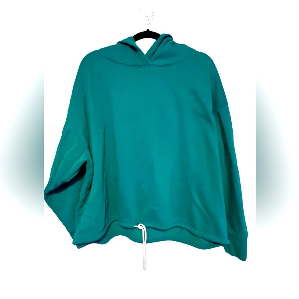 Gap Cropped Drawing Hem Hoodie, Size XXL (20/22), Jade Green